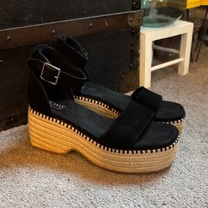 Toms Black Platform Heels